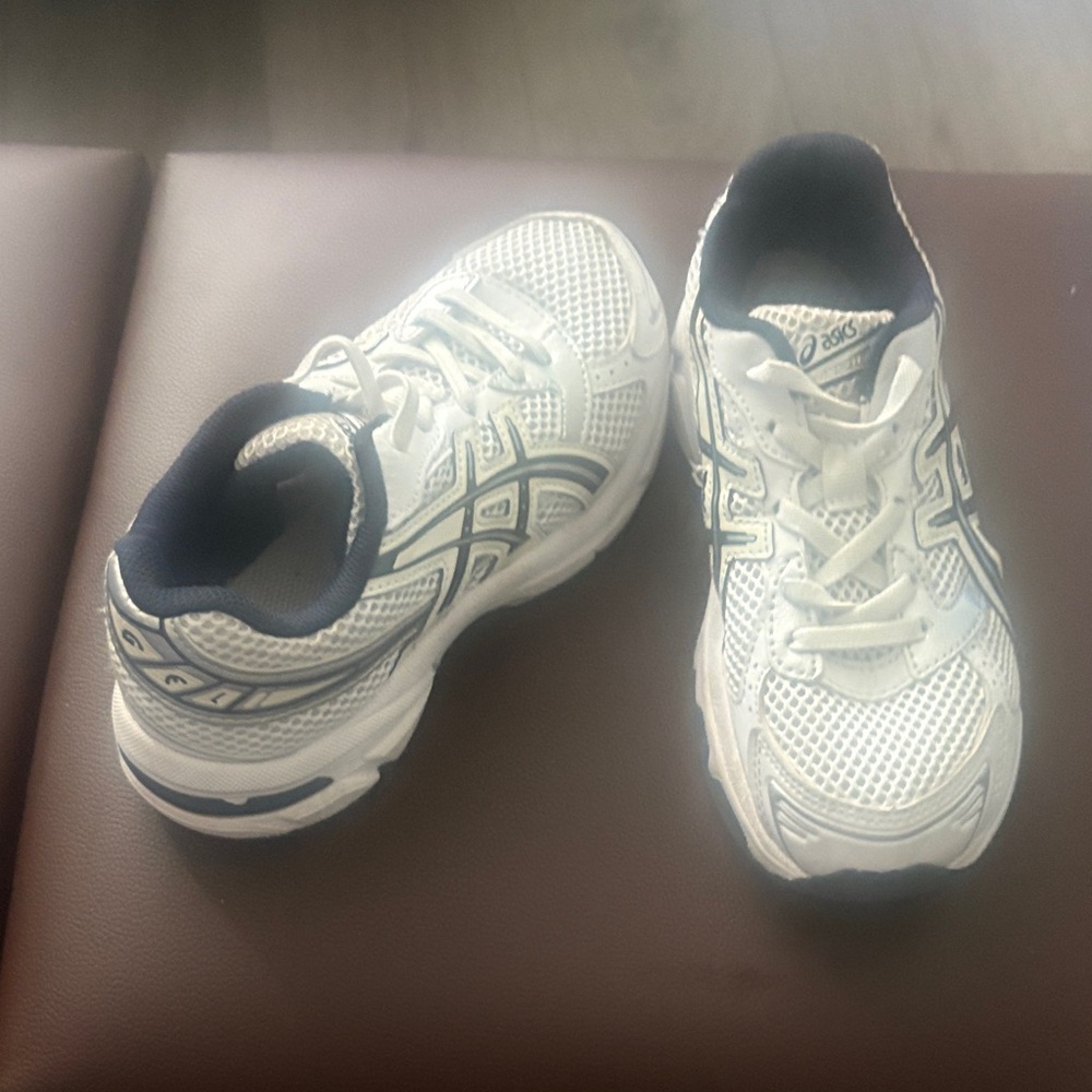 ASICS Kids White and Navy Sneakers
